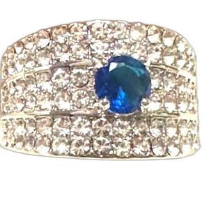 Blue Rhinestone Ring size 8